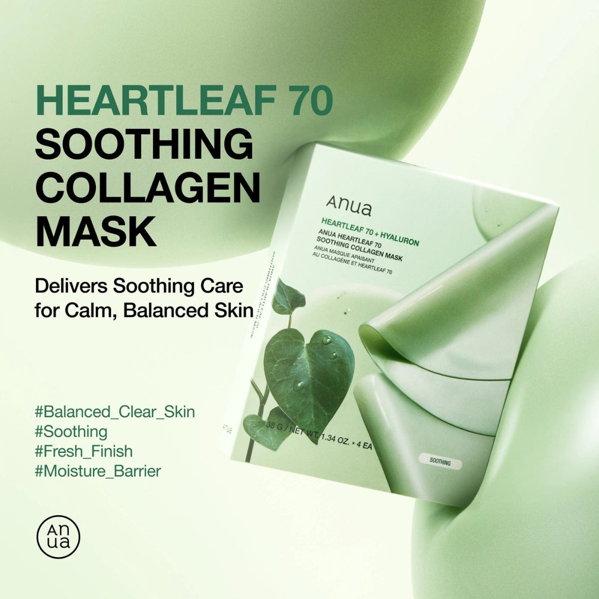 Anua Heartleaf 70 Soothing Collagen Mask 4Pcs - Bulk Buy K-Beauty in Australia