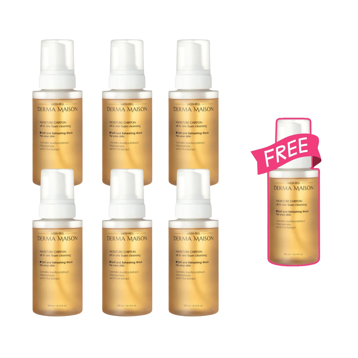 Moisture Chiffon Foam Cleanser 300Ml - 6+1 Bundle