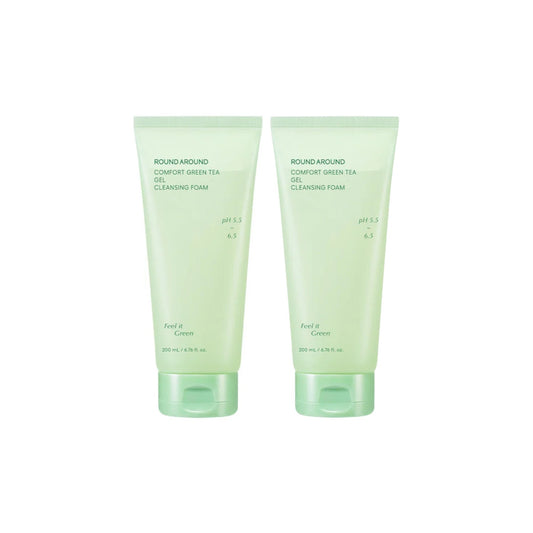ROUND A'ROUND Comfort Green Tea Gel Cleansing Foam Double Set