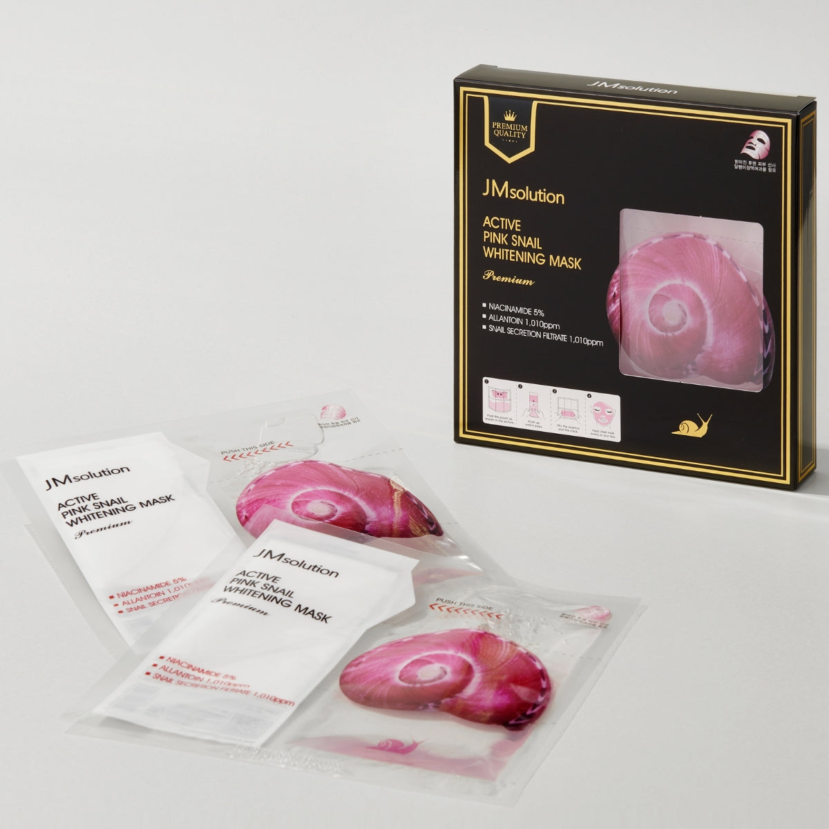 JM Solution Active Pink Snail Whitening Mask Premium 5Pcs - Bulk buy at Pharmacoo K-Beauty Wholesale