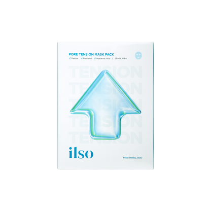 ILSO Peptide Pore Tension Mask sheet mask box with 10pcs, hydrating skincare treatment for pore tightening and skin firming.
