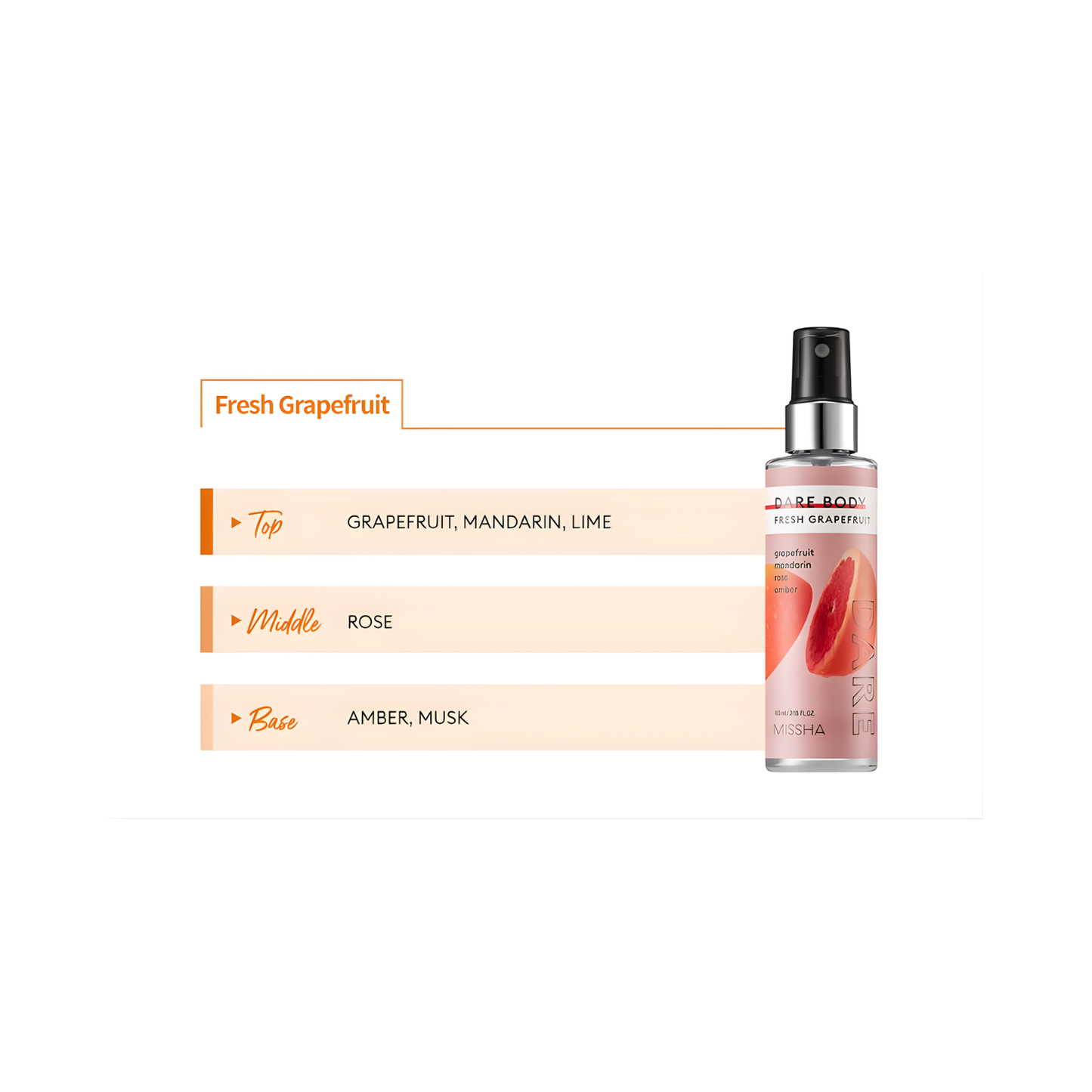 Missha Dare Body Mist Fresh Grapefruit 105ml - Shop K-Beauty in Australia