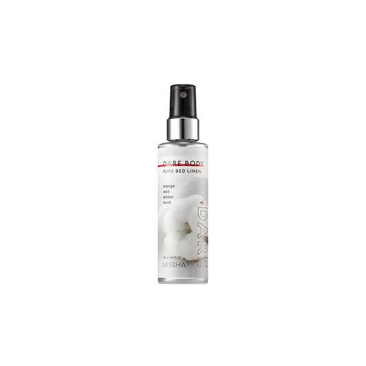 Missha Dare Body Mist Pure Bed Linen fragrance spray in 105ml, featuring a sleek bottle with a simple label design.