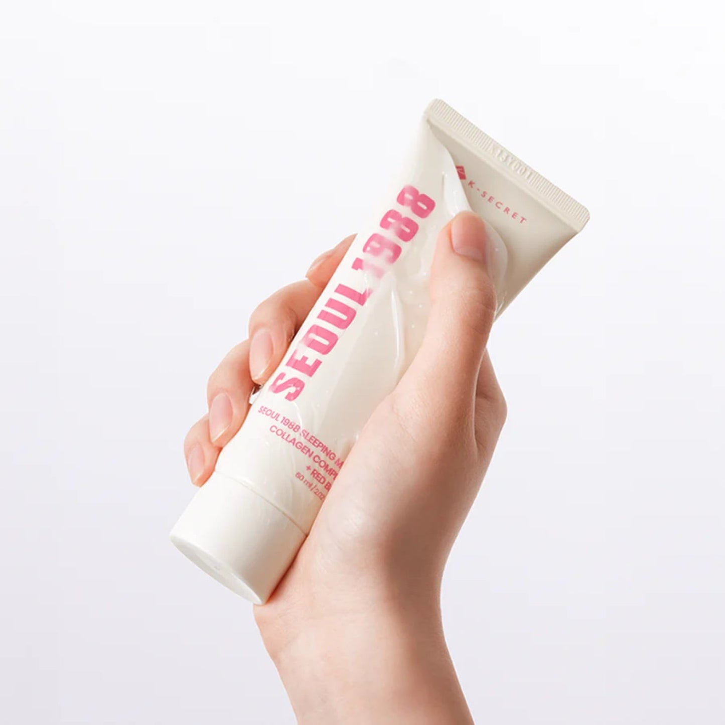 K-Secret Seoul 1988 Collagen Complex 7 + Red Bean sleeping mask in a 60ml jar, designed for overnight skincare and hydration.