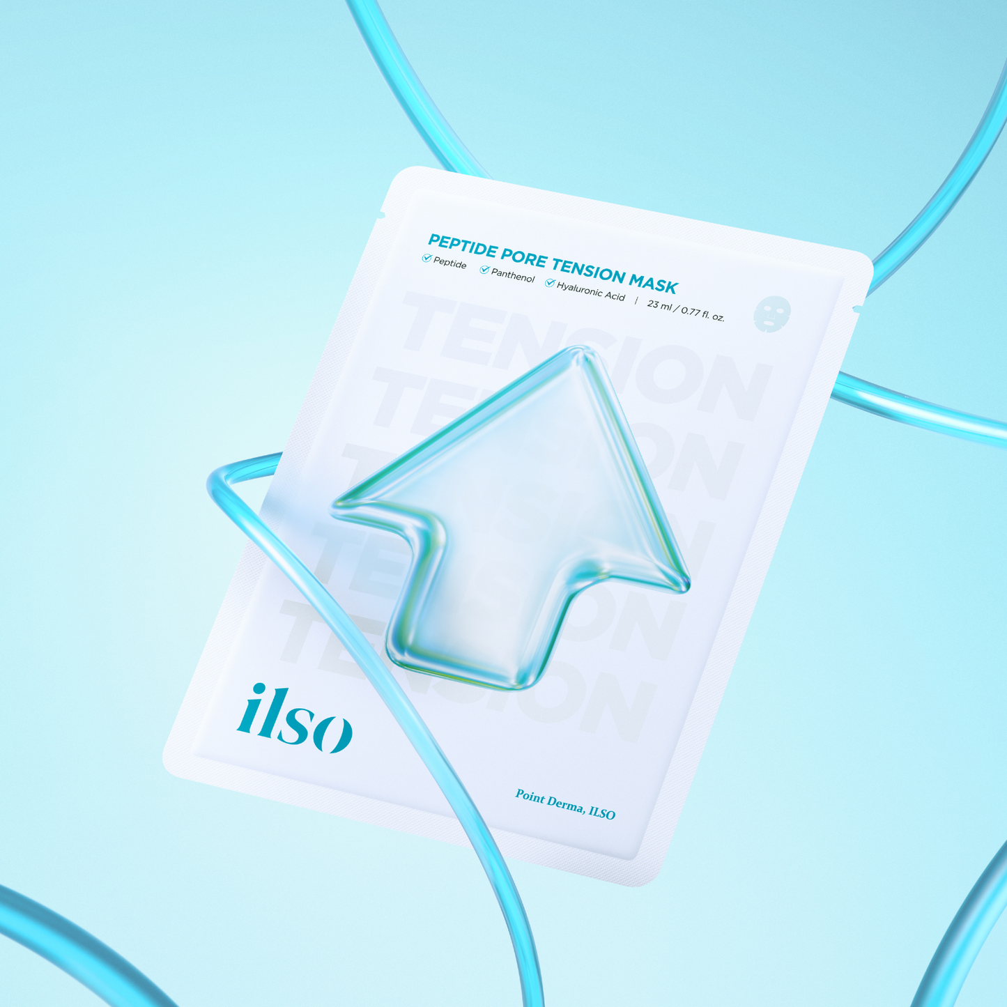 ILSO Peptide Pore Tension Mask sheet mask box with 10pcs, showing individual sheet masks and packaging.