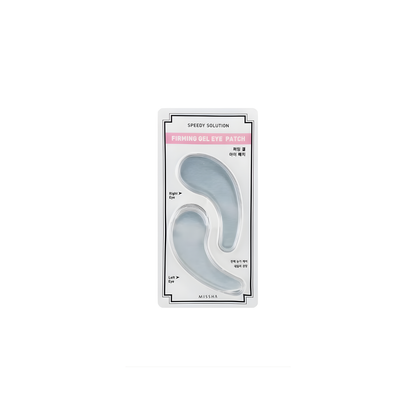 Missha Speedy Solution Firming Gel Eye Patch, 10g, showing the eye patch's soothing gel formula and packaging.