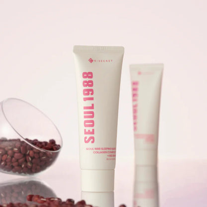 K-Secret Seoul 1988 Collagen Complex Red Bean Sleeping Mask, 60ml, creamy leave-on skincare product with red bean extract and collagen.