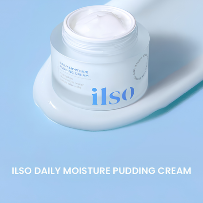 ILSODaily Moisture Pudding Cream 50ml face moisturizer jar with white lid and creamy texture visible in the image