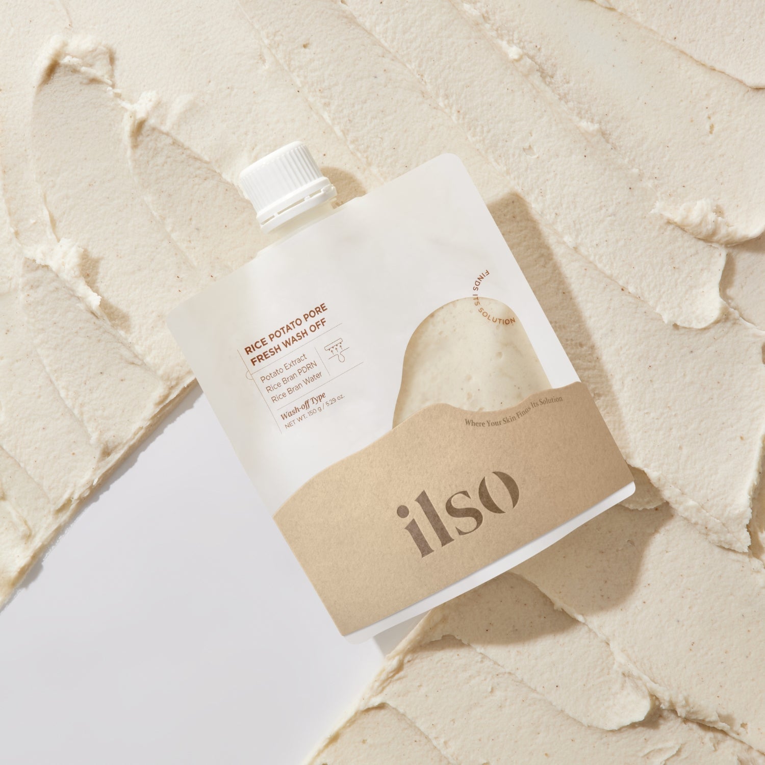 ILSO Rice Potato Pore Fresh Wash-Off Mask in 15g jar, showcasing the creamy mask with rice and potato ingredients for pore cleansing.