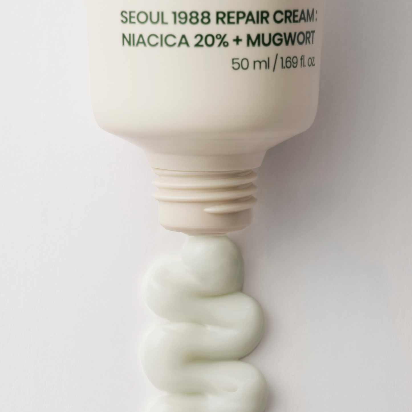 K-Secret Seoul 1988 Repair Cream face moisturizer with Niacica 10% and Mugwort, 50ml jar with product label and cream inside