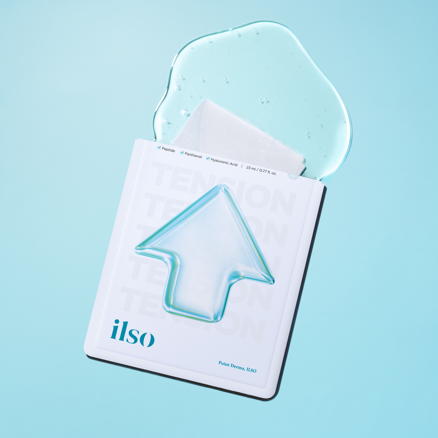 ILSO Peptide Pore Tension Sheet Mask box featuring 10 masks for pore tightening and skin firming.