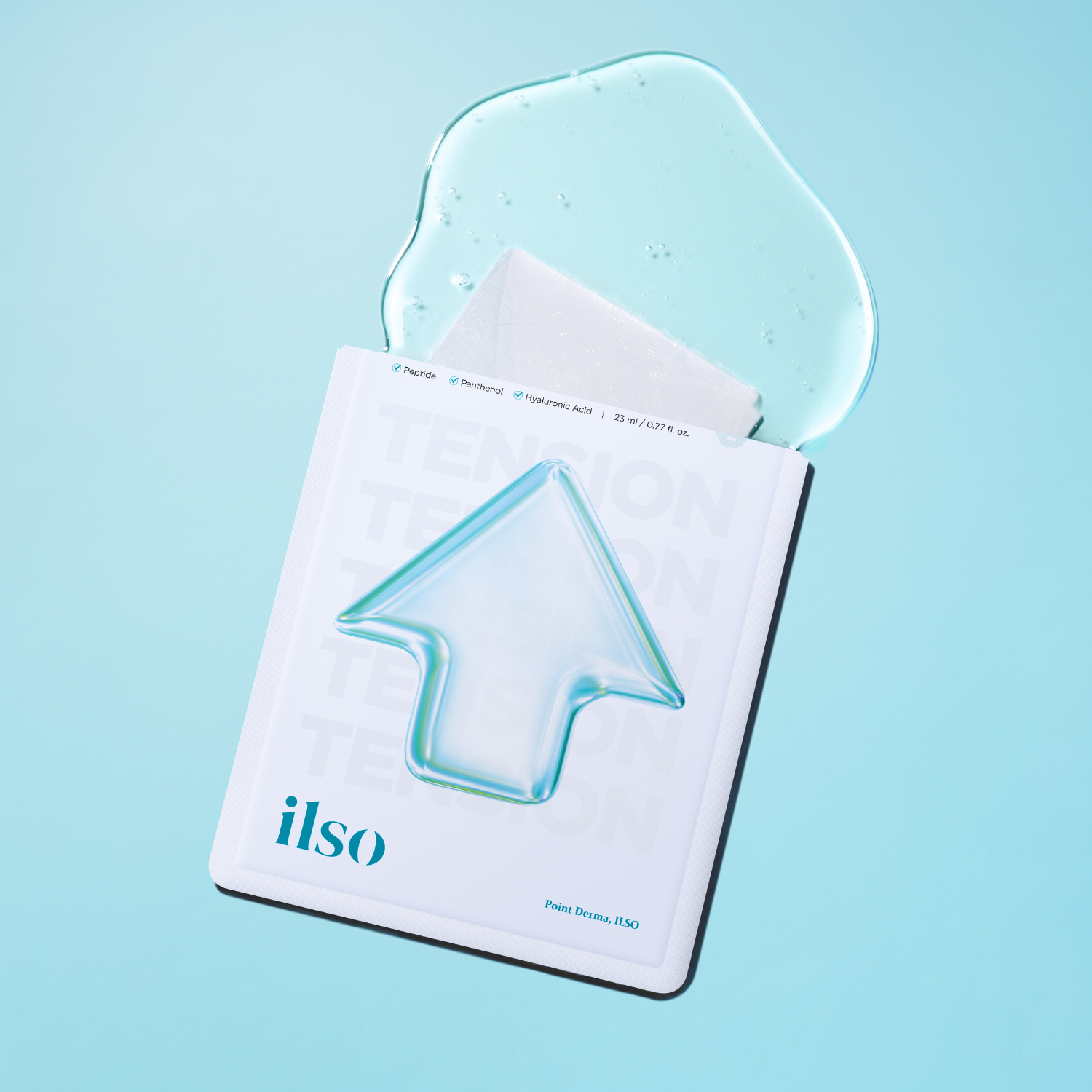 ILSO Peptide Pore Tension Sheet Mask box featuring 10 masks for pore tightening and skin firming.