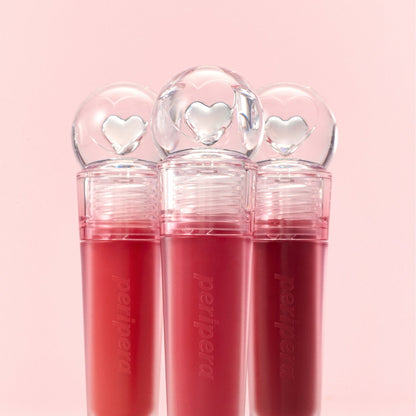 Peripera Ink Jellable Lip Tint in a vibrant shade, showing the glossy, gel-like texture and applicator tip for smooth lip color application.