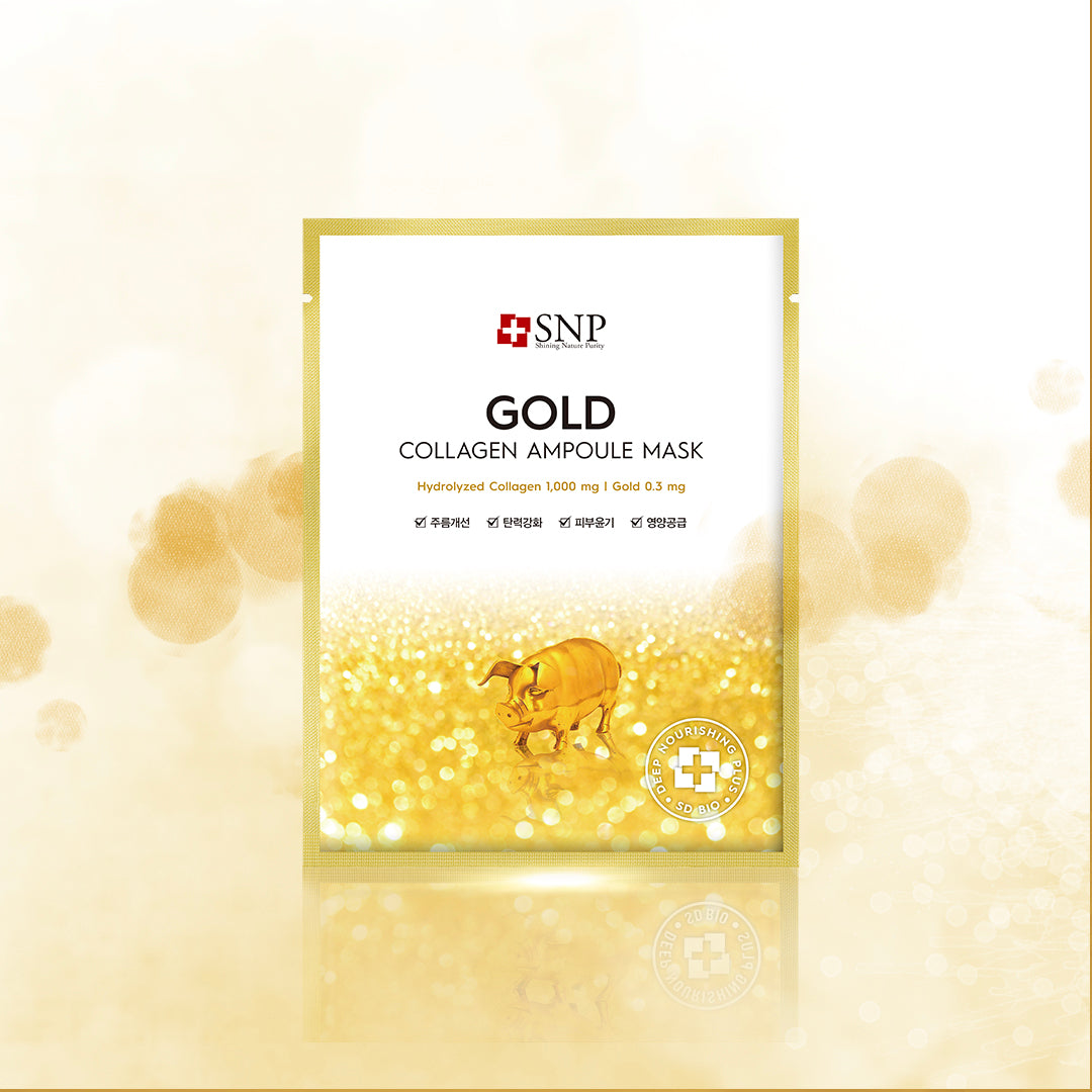 SNP [New] Gold Collagen Ampoule Mask 10pc/box - Bulk Buy K-Beauty in Australia