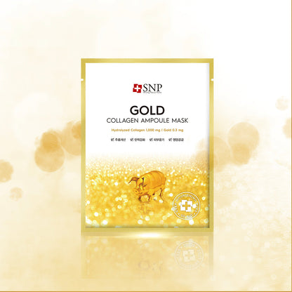 SNP [New] Gold Collagen Ampoule Mask 10pc/box - Bulk Buy K-Beauty in Australia