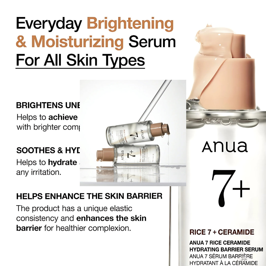 Anua 7 Rice Ceramide Hydrating Barrier Serum 50ml - Bulk Buy K-Beauty in Australia