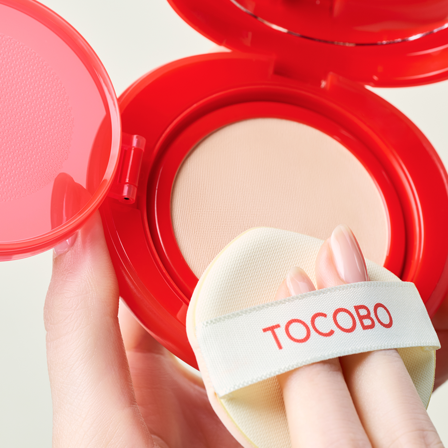 TOCOBO Apple Dewy Fit Cushion Refill Kit with cushion foundation, showing the compact case and refill puffs inside.