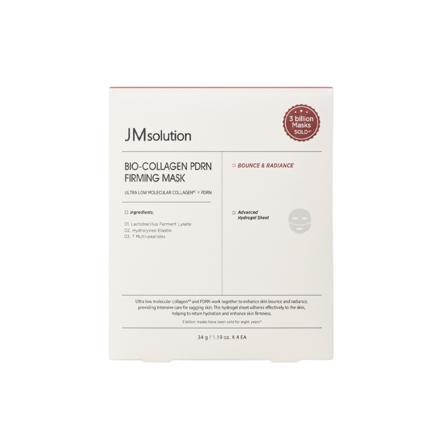 JM Solution Bio-Collagen Pdrn Firming Mask 34g * 4ea - Bulk buy at Pharmacoo K-Beauty Wholesale