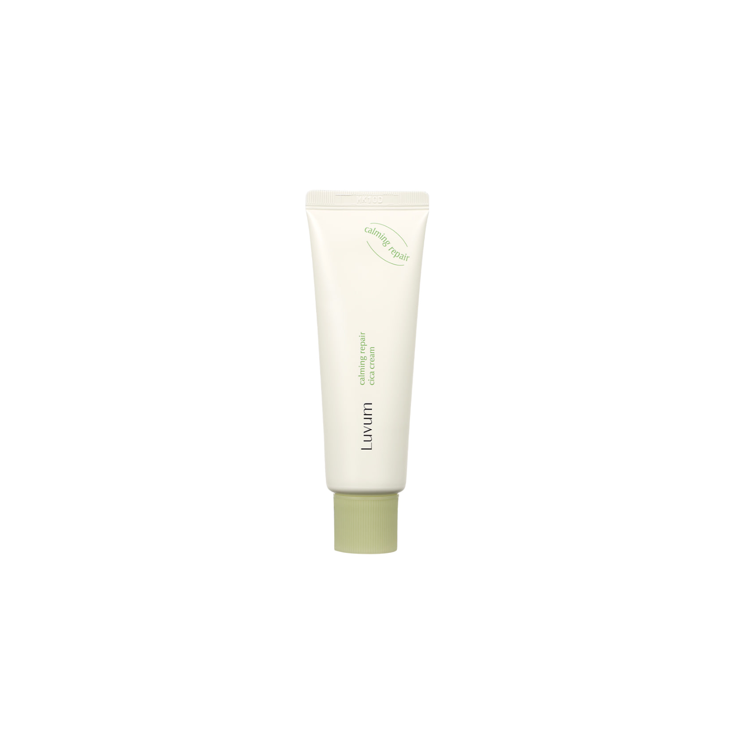 Luvum Calming Repair Cica Cream 50ml face moisturizer jar with a white and green label, designed for soothing and repairing skin.