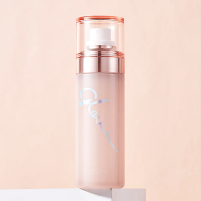 Missha Glow Skin Balm To Go Mist 80ml face mist bottle with a clear and refreshing design, ideal for glowing skin.