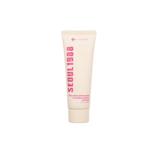 K-Secret Seoul 1988 Collagen Complex and Red Bean sleeping mask in a 60ml jar, ideal for overnight skincare and hydration.
