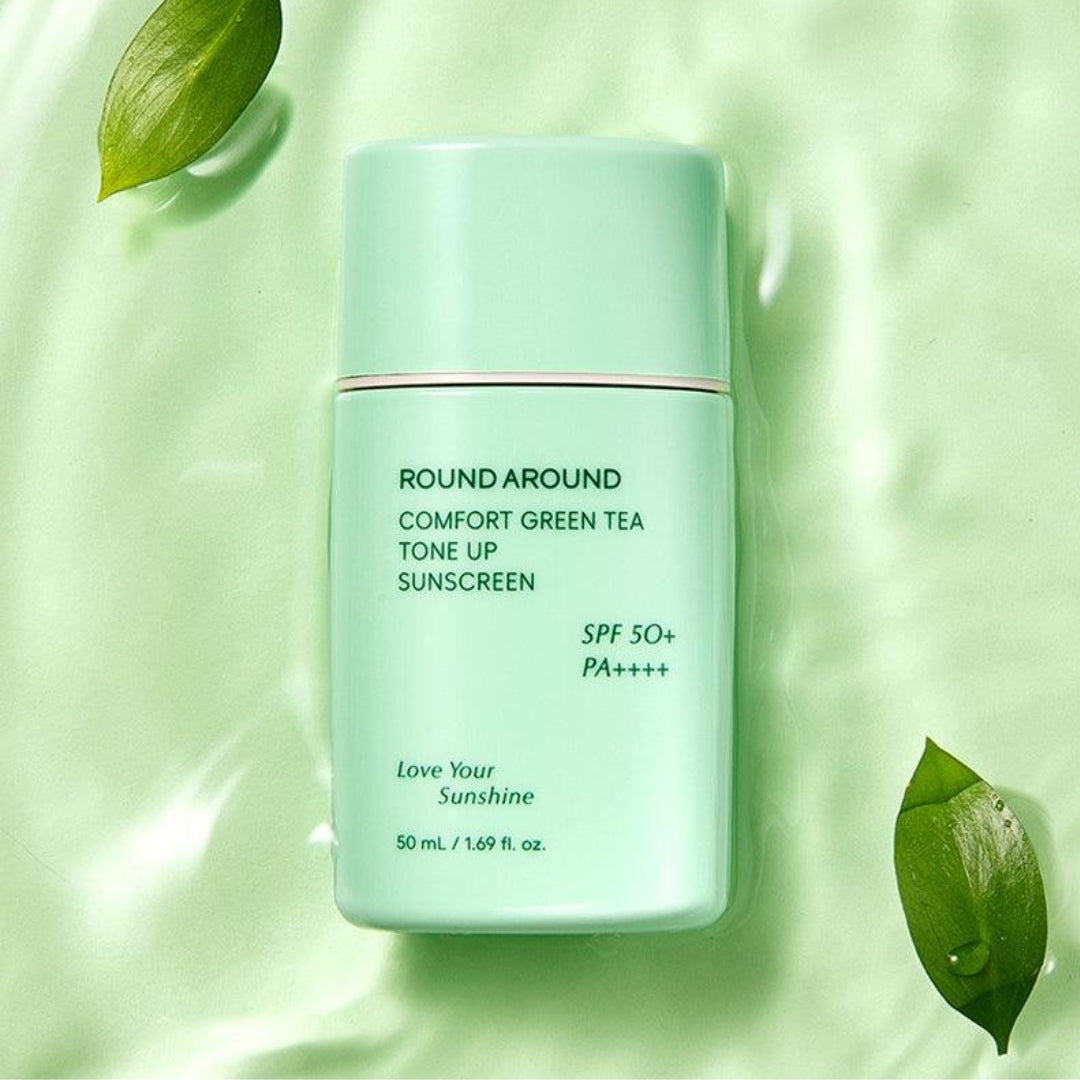 ROUND A'ROUND Comfort Green Tea Tone Up Sunscreen 50ml 1+1 Special Set