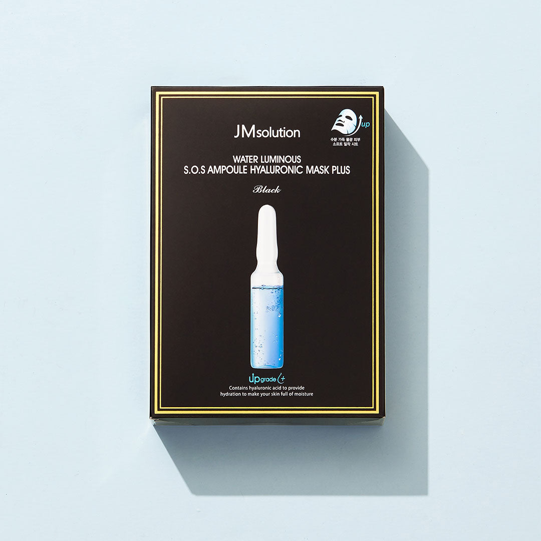 JM SolutionWater Luminous S.O.S Ampoule Hyaluronic Mask Plus Black 10pcs - Bulk buy at Pharmacoo K-Beauty Wholesale