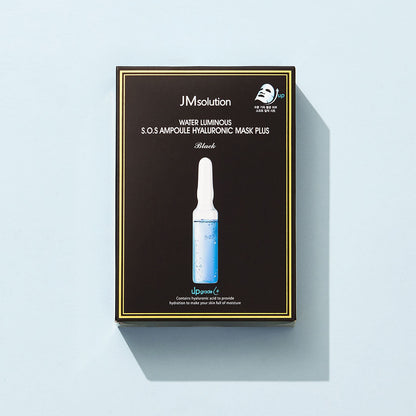 JM SolutionWater Luminous S.O.S Ampoule Hyaluronic Mask Plus Black 10pcs - Bulk buy at Pharmacoo K-Beauty Wholesale