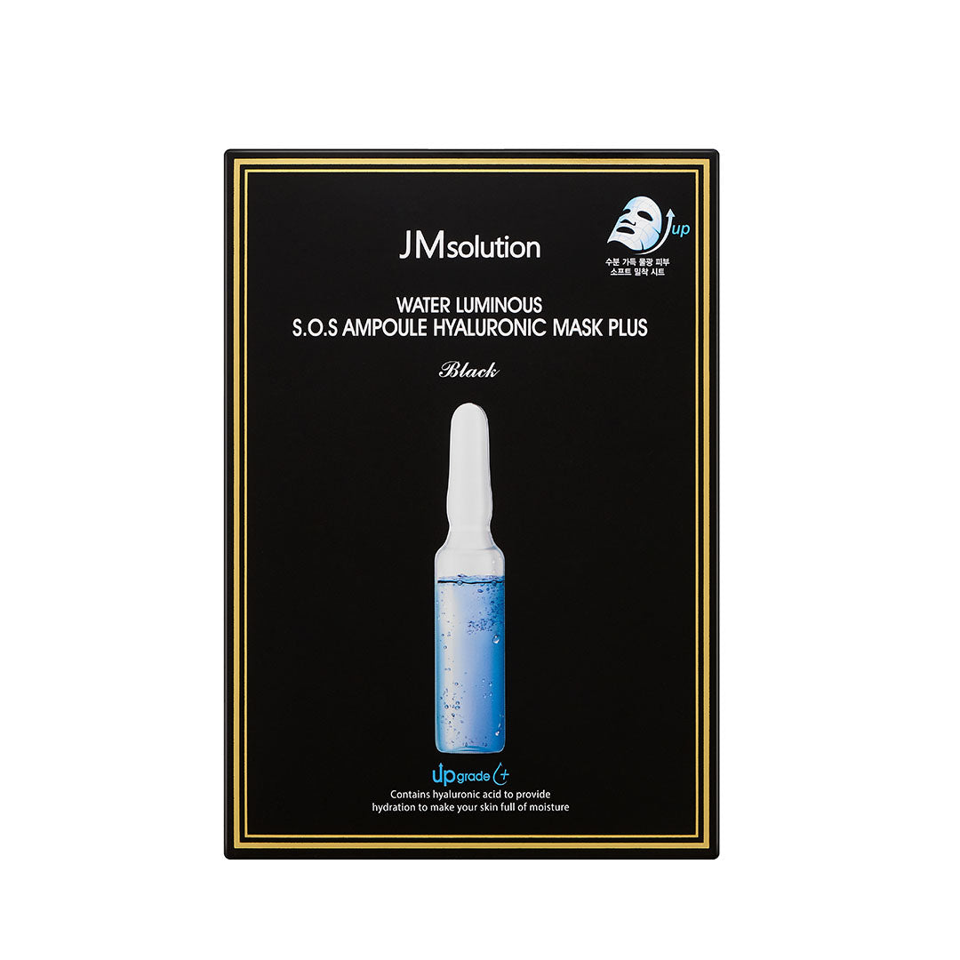 JM SolutionWater Luminous S.O.S Ampoule Hyaluronic Mask Plus Black 10pcs - Bulk buy at Pharmacoo K-Beauty Wholesale