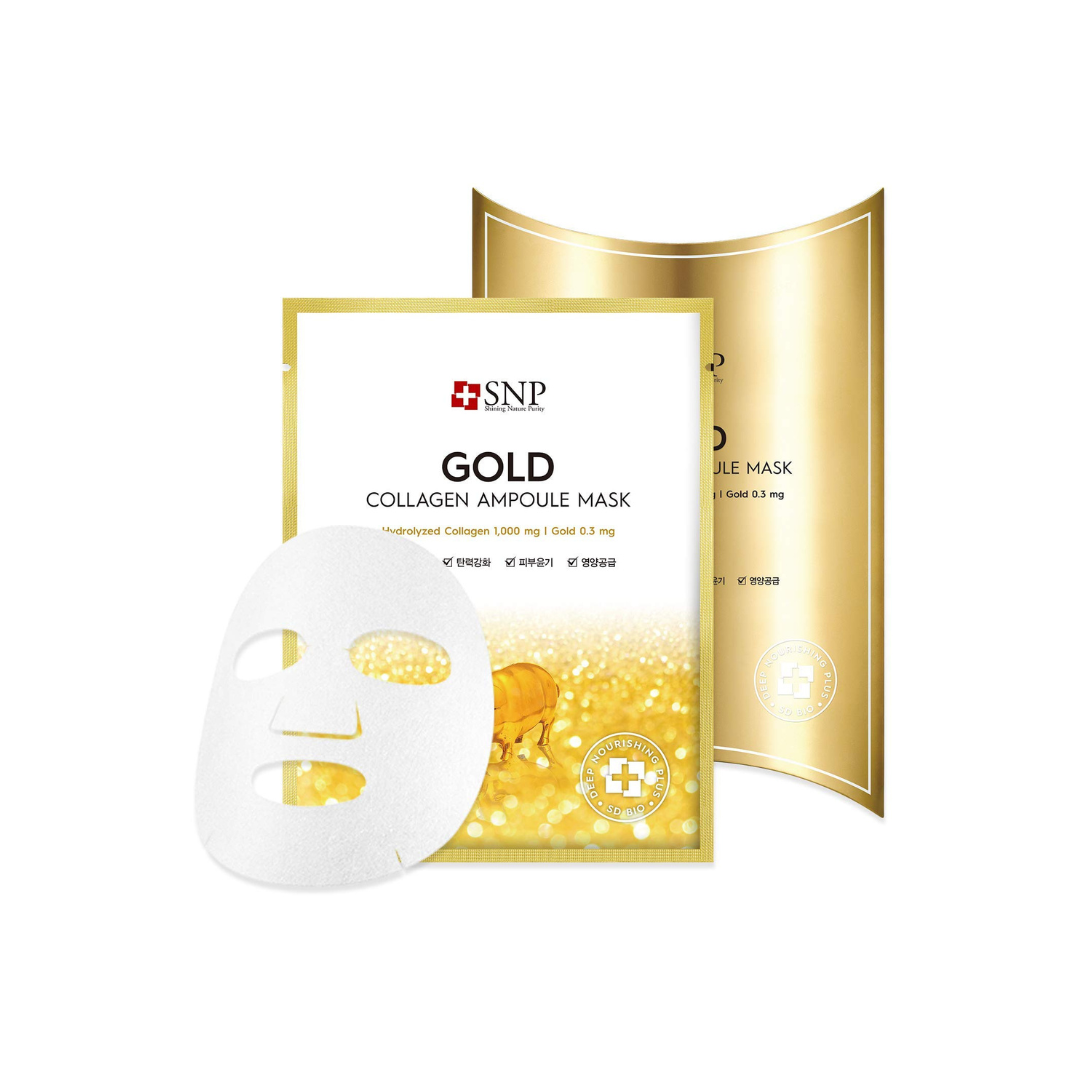 SNP [New] Gold Collagen Ampoule Mask 10pc/box - Bulk Buy K-Beauty in Australia