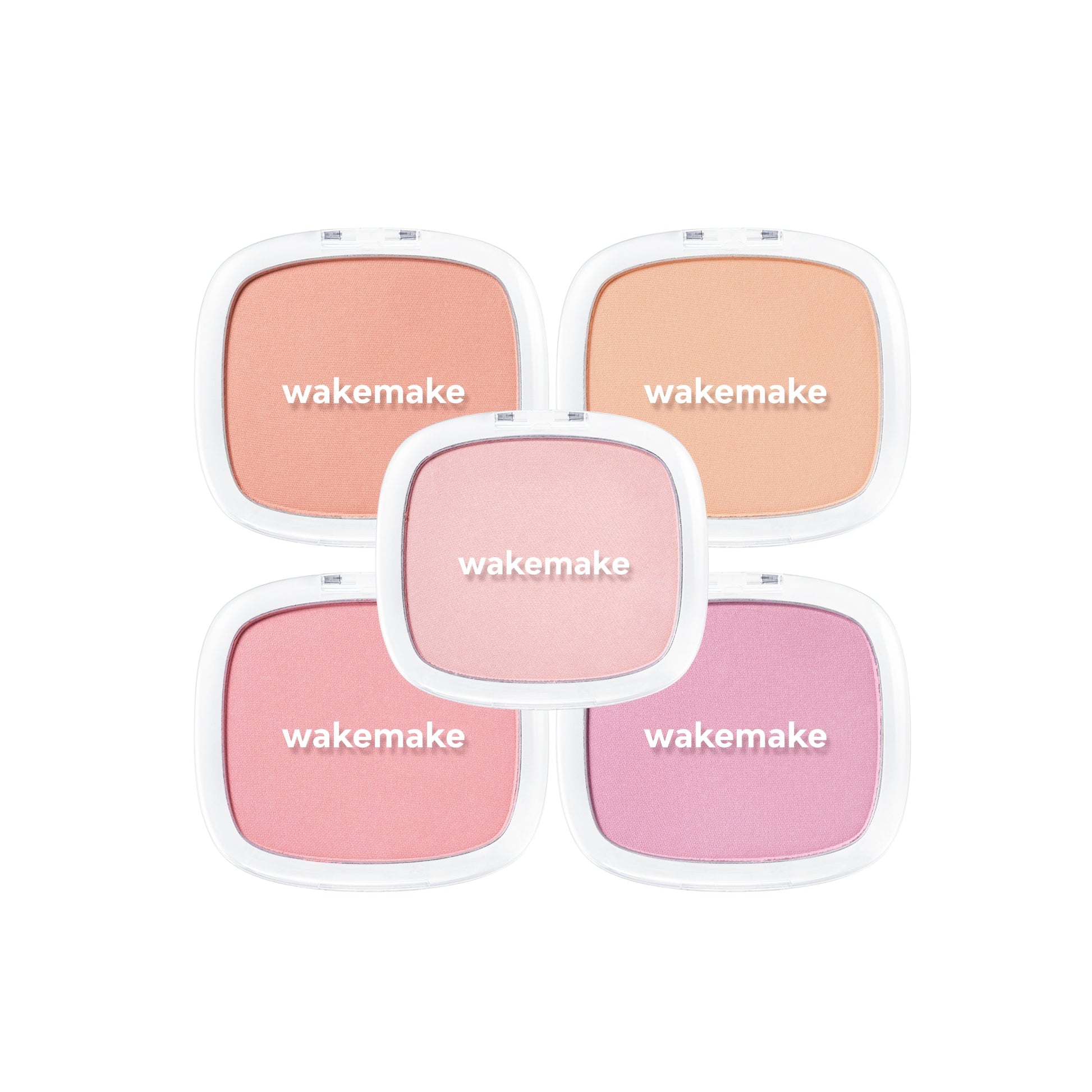 Wakemake Sheer Breeze Blusher in soft pink shade, featuring a lightweight, translucent powder blush for a natural glow.