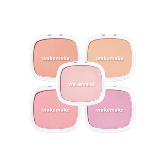 Wakemake Sheer Breeze Blusher in soft pink shade, featuring a lightweight, translucent powder blush for a natural glow.