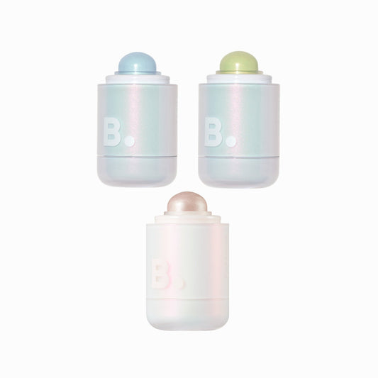 Banila Co B. By Banila Romantic Blush Highlighter with soft shimmer and pink-toned glow, displayed on a reflective surface.