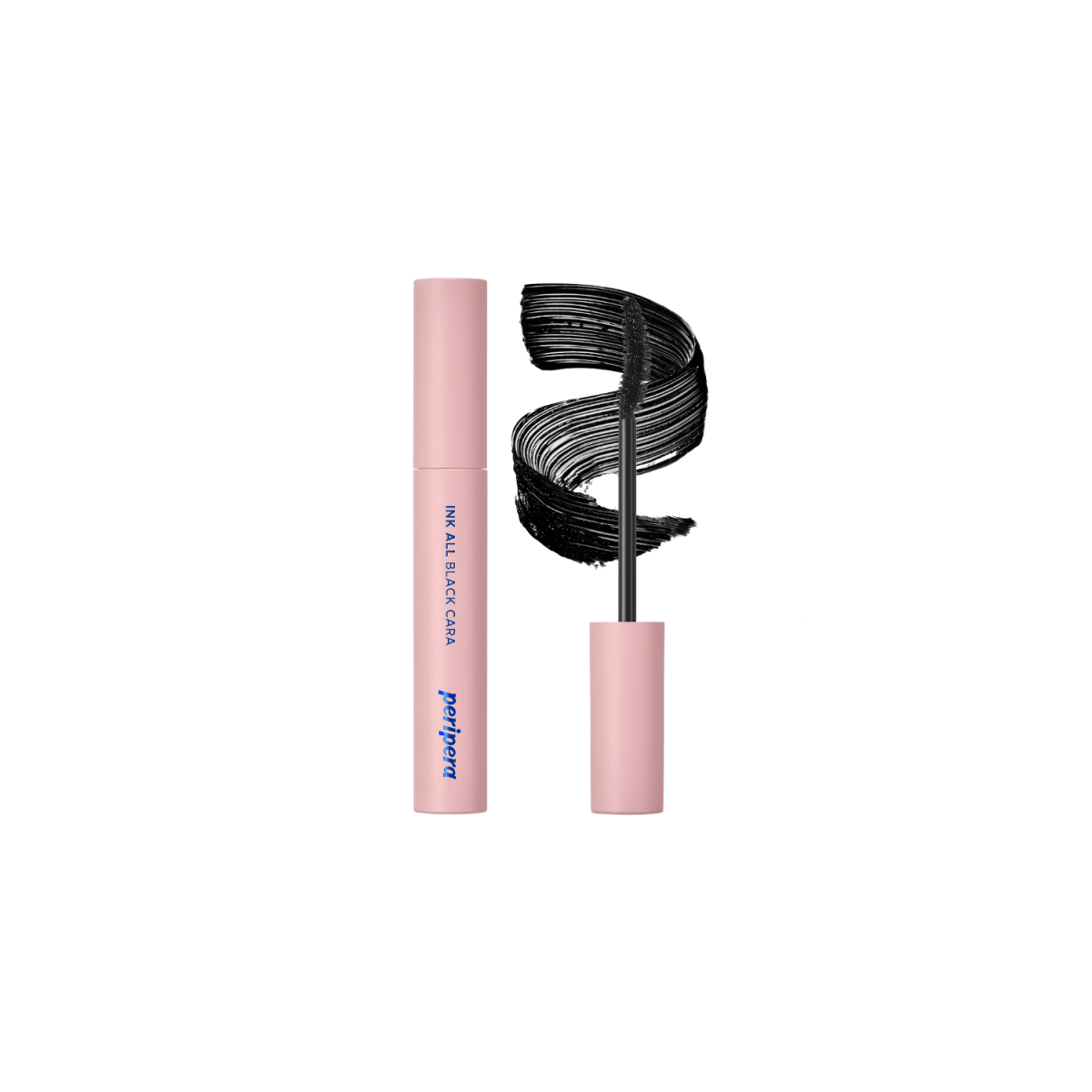 Peripera Ink All Black Cara mascara wand with rich black formula and volumizing brush for bold lashes