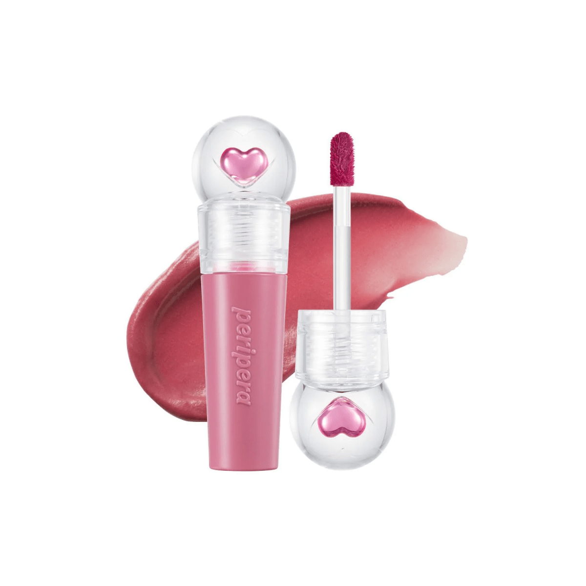 Peripera Ink Jellable Lip Tint in a vibrant pink shade, showcasing the glossy, gel-like texture in a sleek tube.