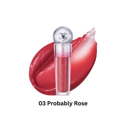 Peripera Ink Jellable Lip Tint in vibrant shade, showcasing the glossy, jelly-like texture and applicator brush.