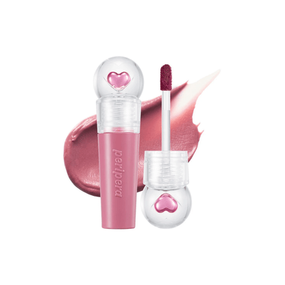Peripera Ink Jellable Lip Tint in vibrant shade, showcasing a smooth, glossy gel formula applied on lips for a bold color look.