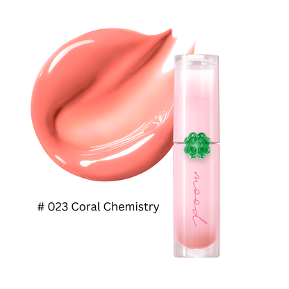 Peripera Ink Mood Glowy Tint Lucky Lottery lip tint in a vibrant shade, shown with the product packaging and applicator.
