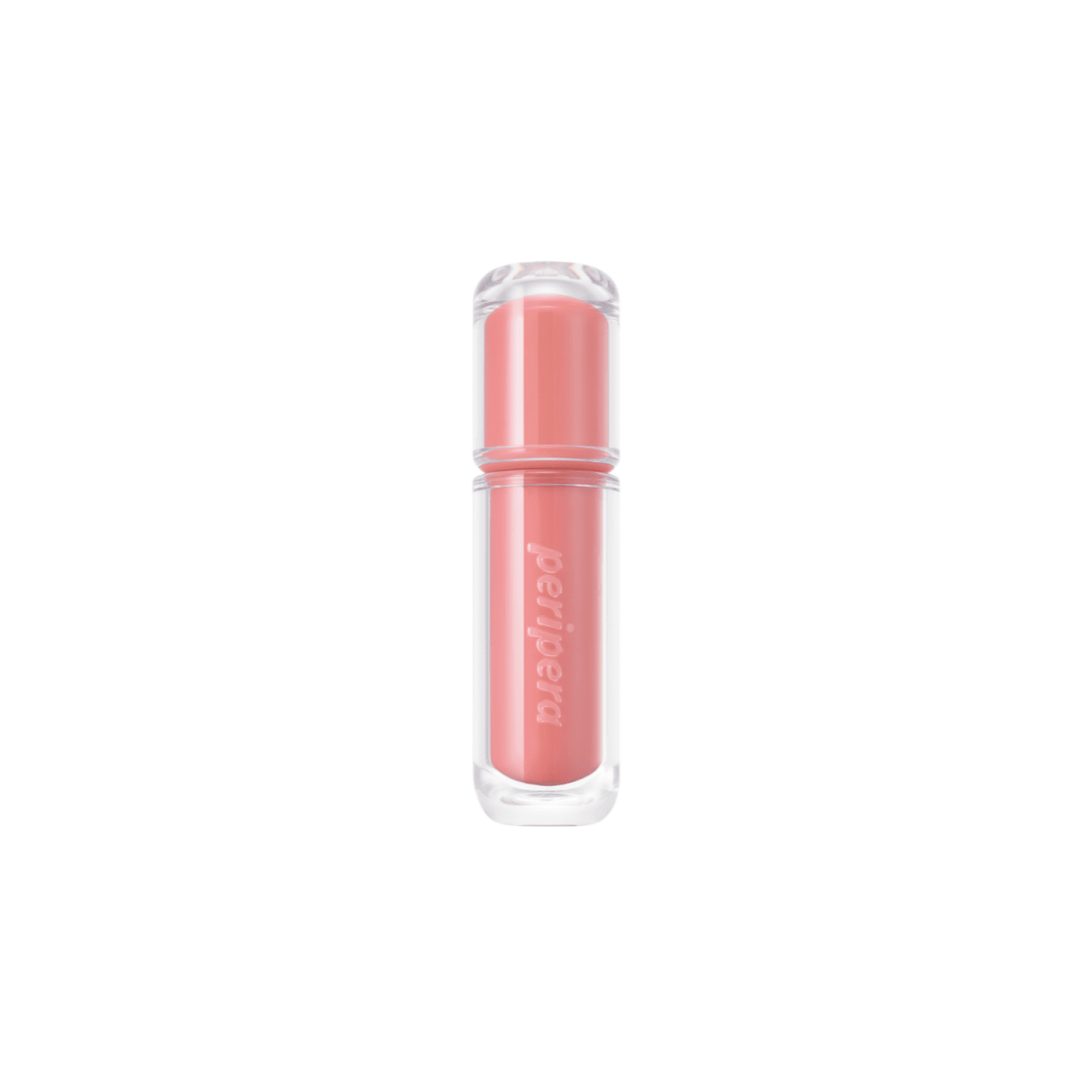 Peripera Mood Glowy Tint lip tint with a glossy, vibrant finish in a sleek tube, showcasing the product's bright color and packaging.