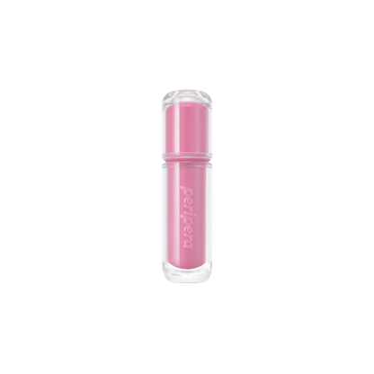 Peripera Mood Glowy Tint lip tint in soft pink shade, showcasing smooth, glossy texture on lips with a subtle shine.