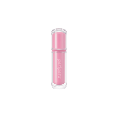 Peripera Mood Glowy Tint lip tint with a glossy finish, featuring a vibrant pink shade on smooth lips.