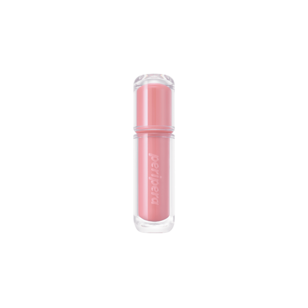 Peripera Mood Glowy Tint lip tint with a vibrant, glossy finish in a soft pink shade, showcasing a smooth, tinted lip look.