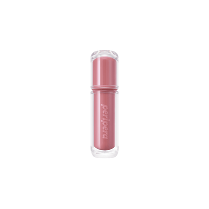 Peripera Mood Glowy Tint lip tint in a soft, glowing shade, applied to lips for a natural, radiant look.
