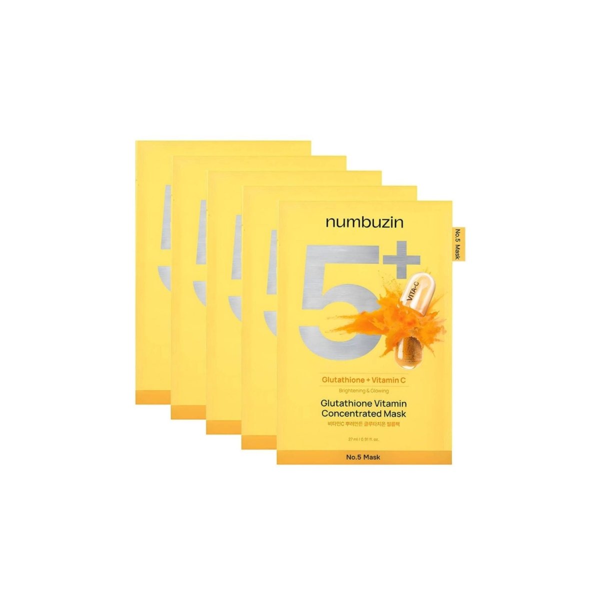 Numbuzin No.5 Glutathione Vitamin Concentrated Mask Box [5pcs] | Pharmacoo Wholesale Australia