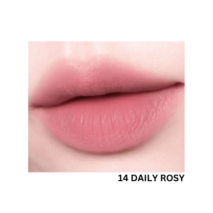 Peripera Over Blur Lip Tint in soft pink shade, showcasing the creamy texture and smooth application on lips.
