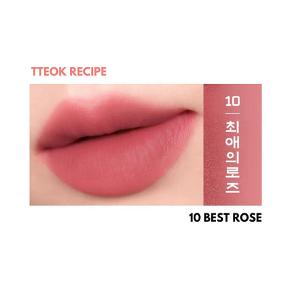 Peripera Over Blur Lip Tint in shade 8555062 showing smooth, blurred lip color with a glossy finish on lips.