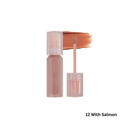Peripera Over Blur Lip Tint in a soft, blurred shade, showcasing smooth application on lips with a natural finish.