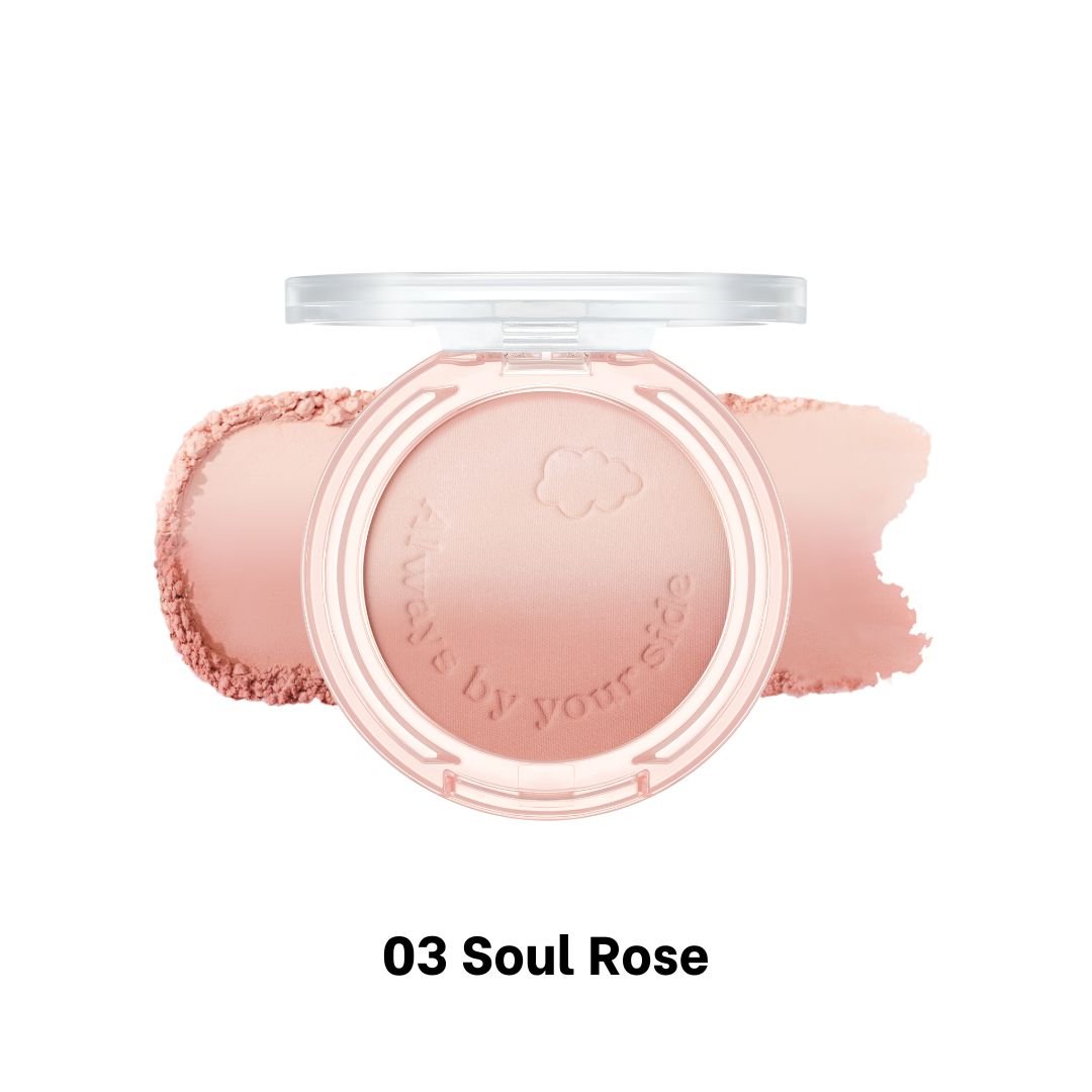 Peripera Pure Blushed Custom Cheek blush compact with soft pink shade and natural finish on skin.