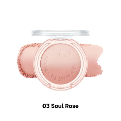 Peripera Pure Blushed Custom Cheek blush compact with soft pink shade and natural finish on skin.