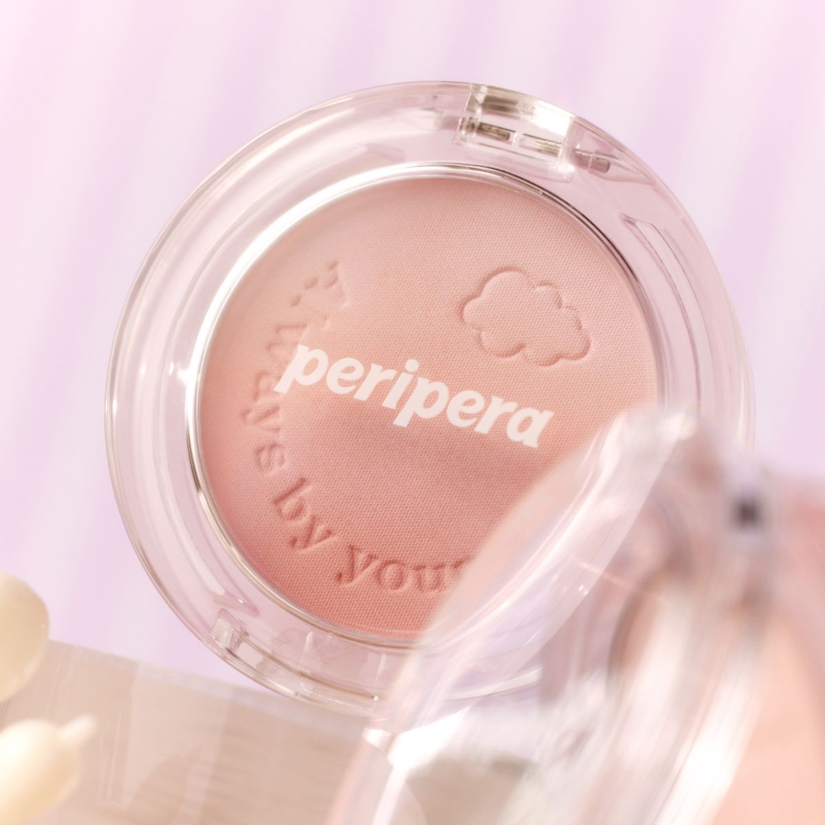 Peripera Pure Blushed Custom Cheek blush compact with soft pink powder and mirror inside for natural, radiant cheek color.